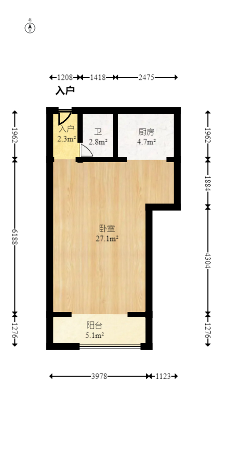 蓝山郡  1室1厅1卫    34.78万室内图1
