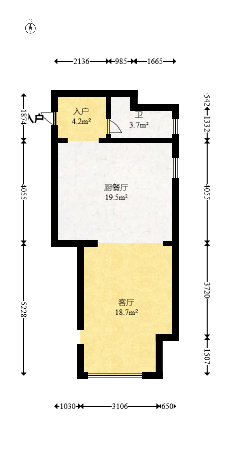 北辰府（北辰三角洲C1区）  2室1厅1卫   91.00万室内图1