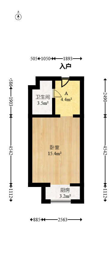 五矿紫湖香醍  1室1厅1卫   16.80万室内图1