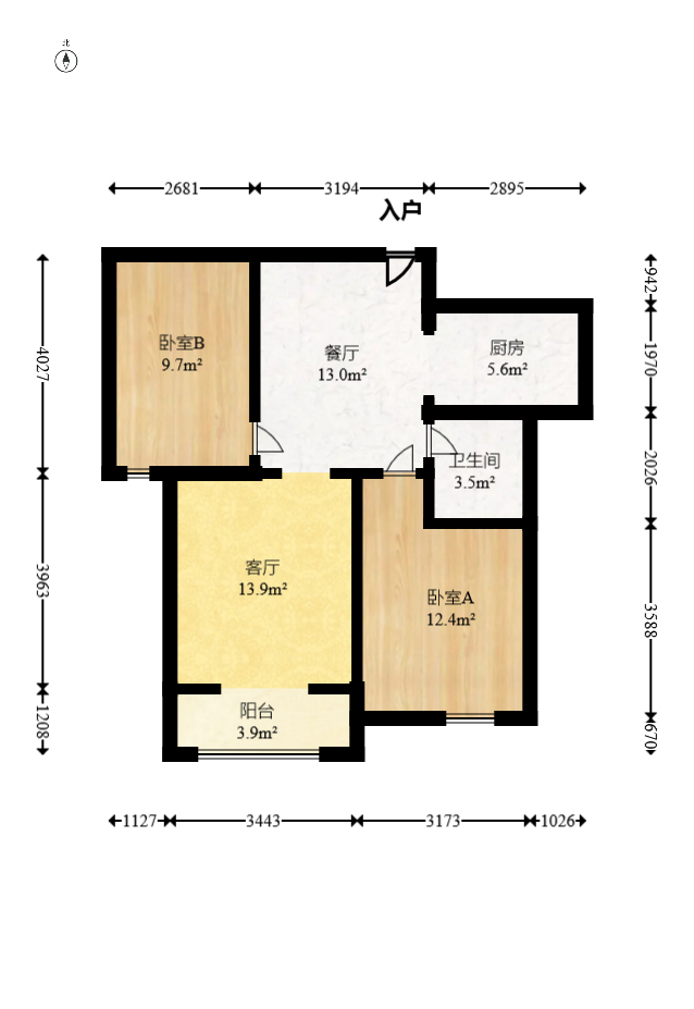 丽发新城  2室1厅1卫   52.80万室内图1