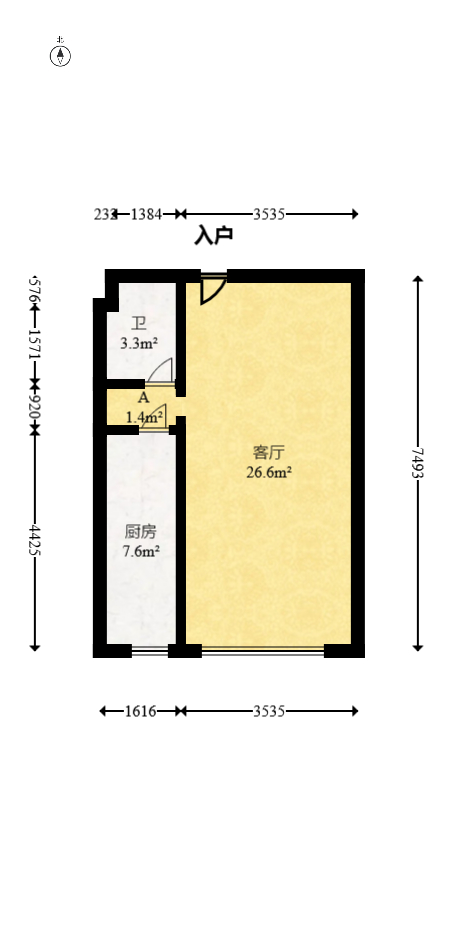 达美美立方 1室1厅1卫 56.0万 达美美立方 1室1厅1卫 56.0万户型图