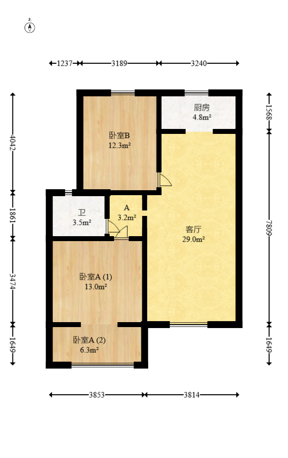 麓山枫情  2室2厅1卫   75.00万室内图1