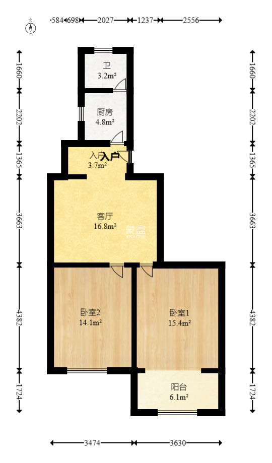 涂北小區(qū)  2室2廳1衛(wèi)   56.80萬(wàn)