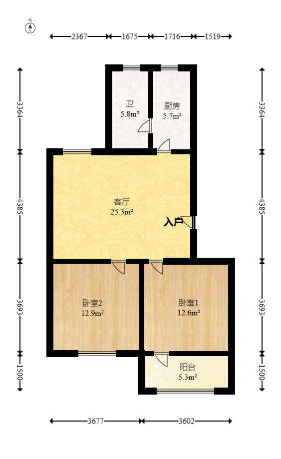 长坡社区  2室1厅1卫   50.00万室内图1