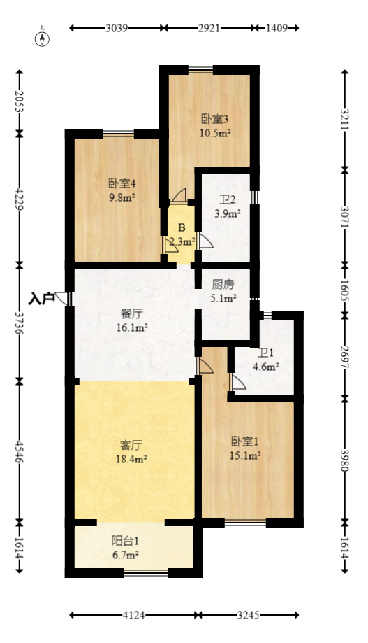 阳光城尚东湾愉景苑  3室2厅2卫   127.00万室内图1