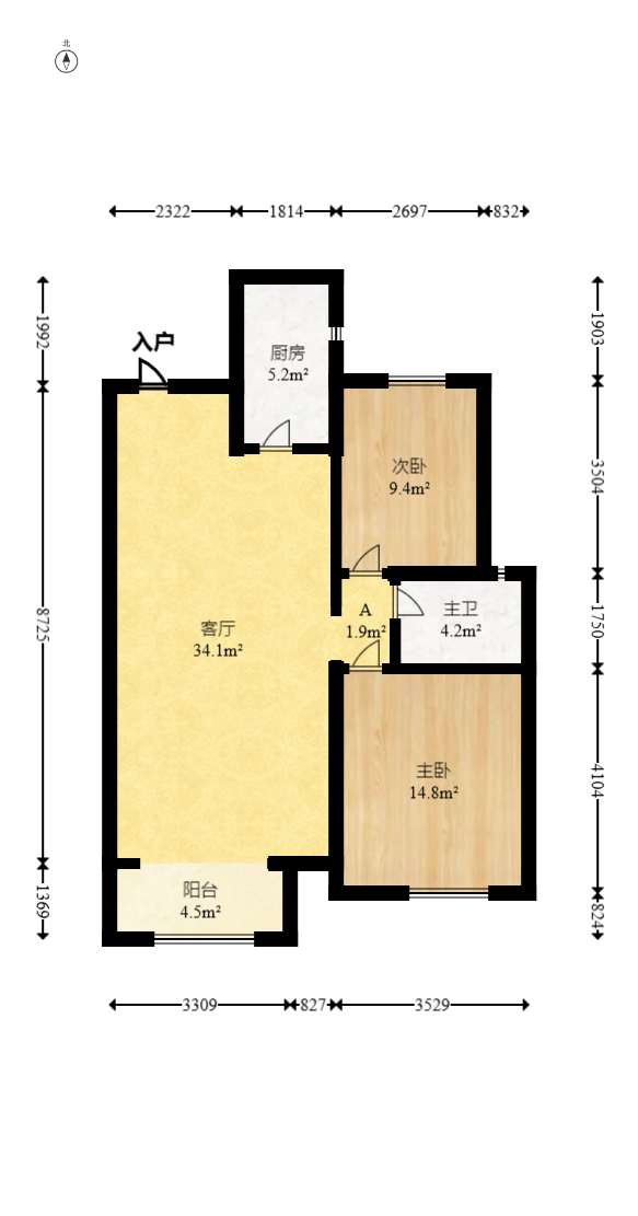 水映加州 2室2厅1卫 130.0万 水映加州 2室2厅1卫 130.0万户型图