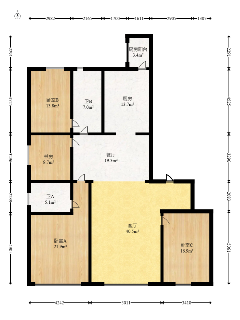 远洋外滩壹号 4室2厅2卫 360.0万 远洋外滩壹号 4室2厅2卫 360.0万户型图