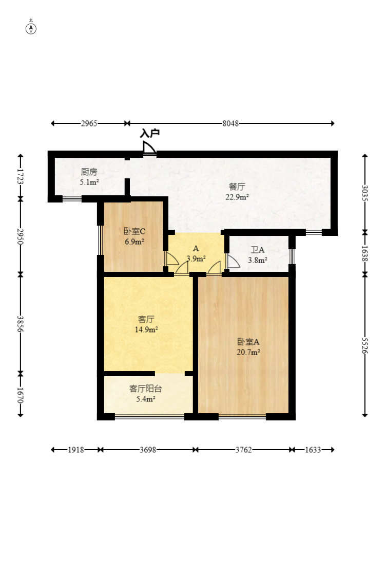 旭辉藏郡(藏郡、旭湘华府) 3室2厅2卫 208.0万 旭辉藏郡(藏郡、旭湘华府) 3室2厅2卫 208.0万户型图