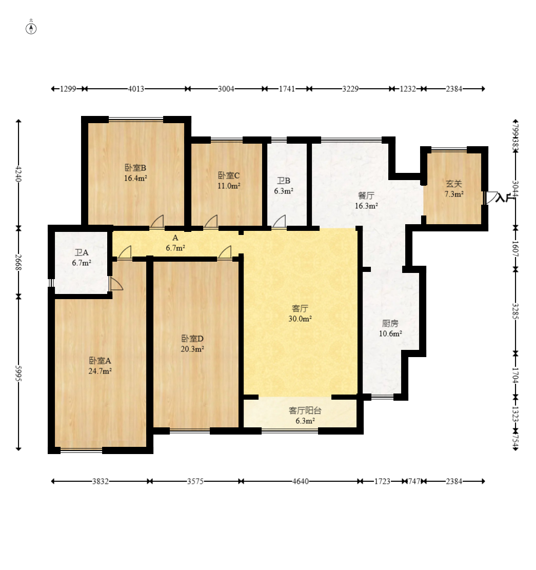 八方小区C区 4室2厅2卫 530.0万 八方小区C区 4室2厅2卫 530.0万户型图