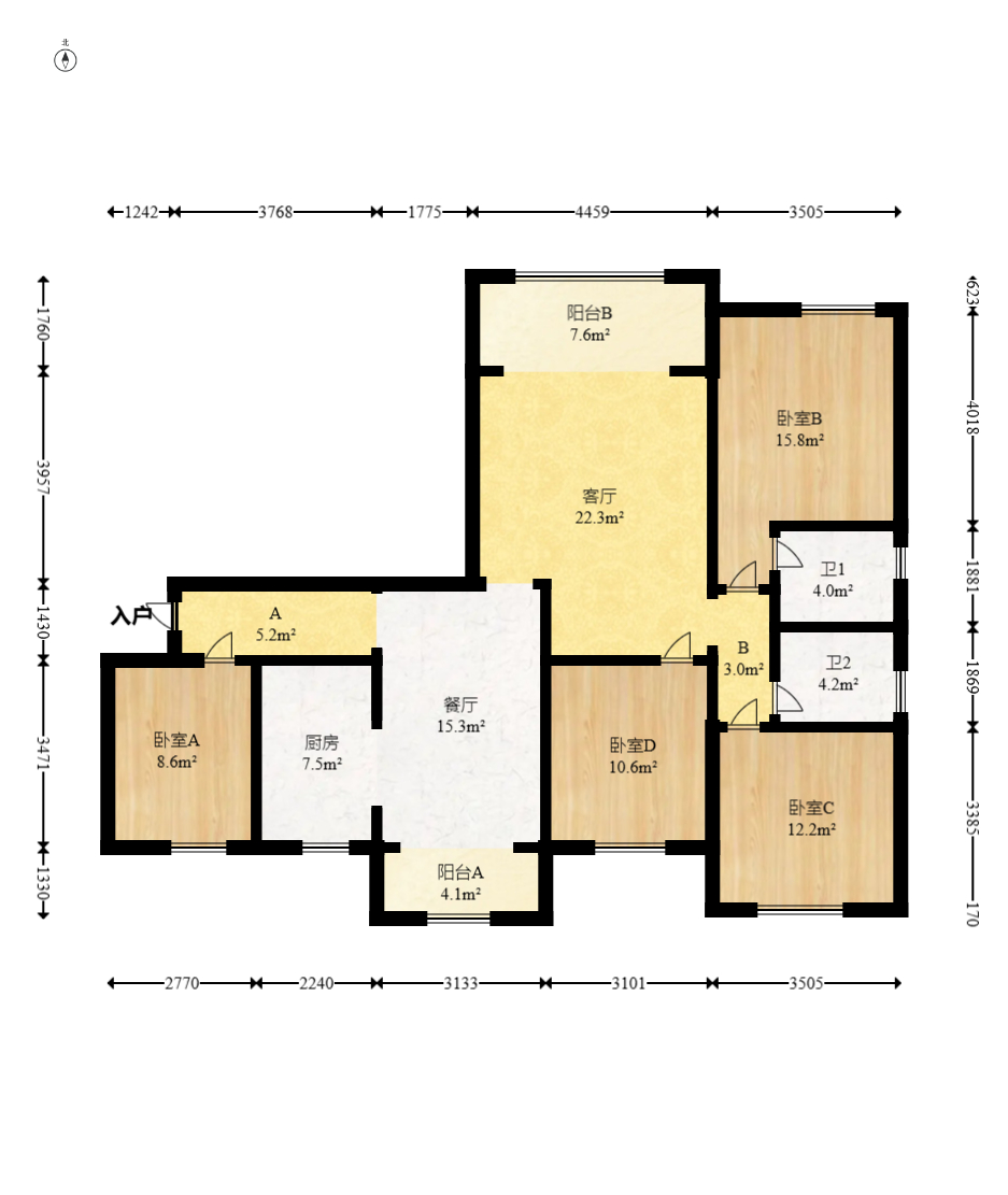 臻园  4室2厅2卫   150.00万室内图1