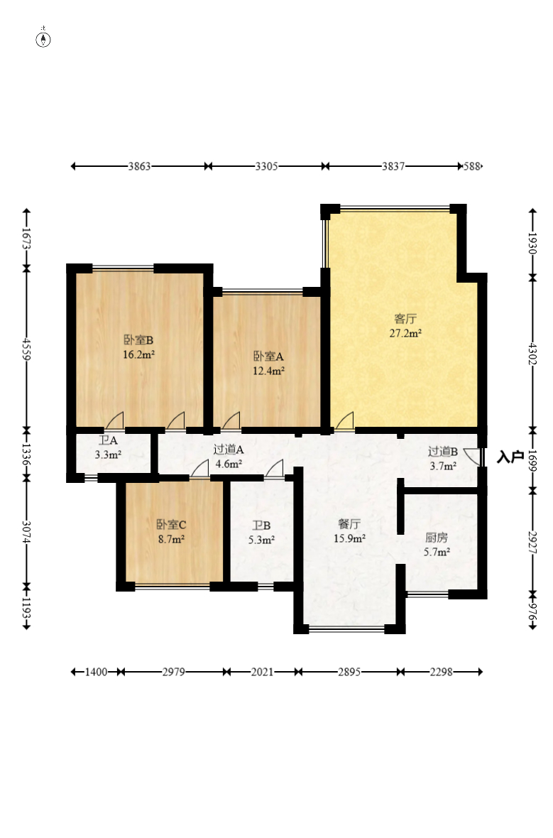 中建嘉和城  3室2厅2卫   119.80万室内图1