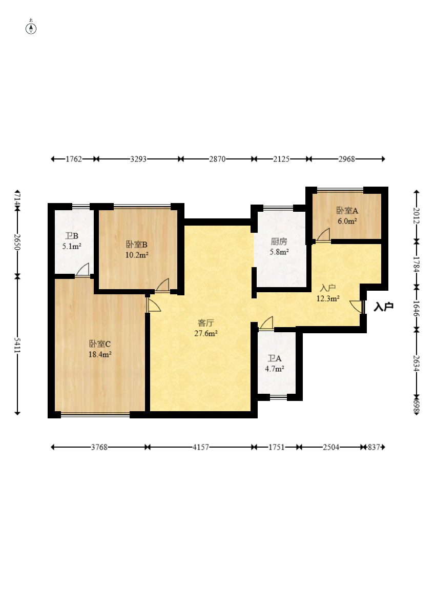 新城明昱东方 3室2厅1卫 79.8万 新城明昱东方 3室2厅1卫 79.8万户型图
