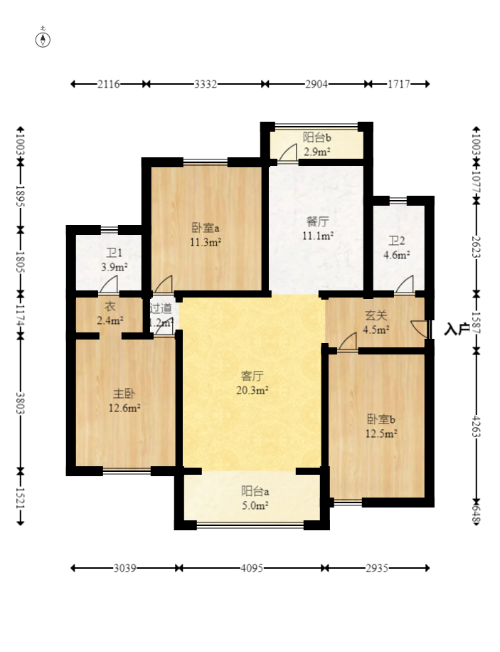 澳海澜庭  3室2厅2卫   87.00万室内图1