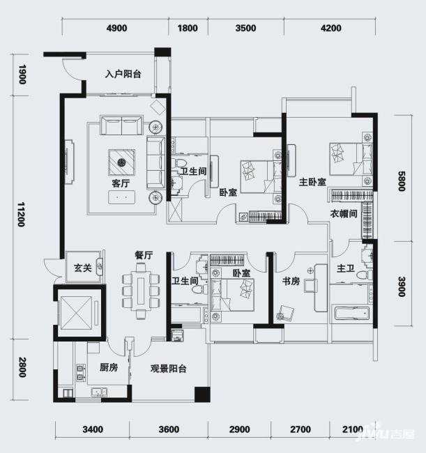 美的城一期 4室2厅2卫 87.0万 美的城一期 4室2厅2卫 87.0万室内图