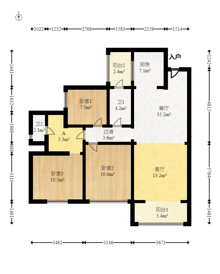 勤诚达境界城  3室2厅2卫    108.0万 勤诚达境界城  3室2厅2卫    108.0万户型图