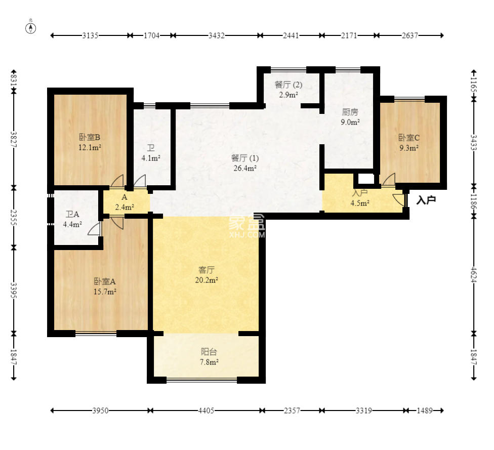 金茂梅溪湖  4室2厅2卫    280.0万 金茂梅溪湖  4室2厅2卫    280.0万户型图