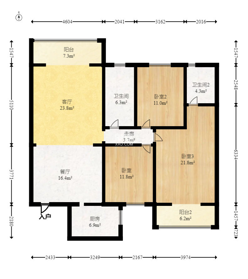 星城国际  3室2厅2卫   60.00万