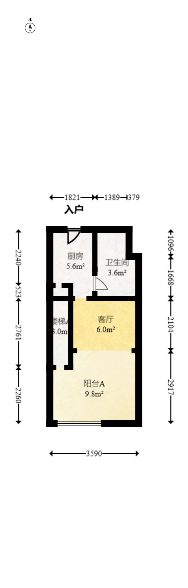 建发央玺（建发泱玺雅苑）  1室1厅1卫   65.80万室内图1