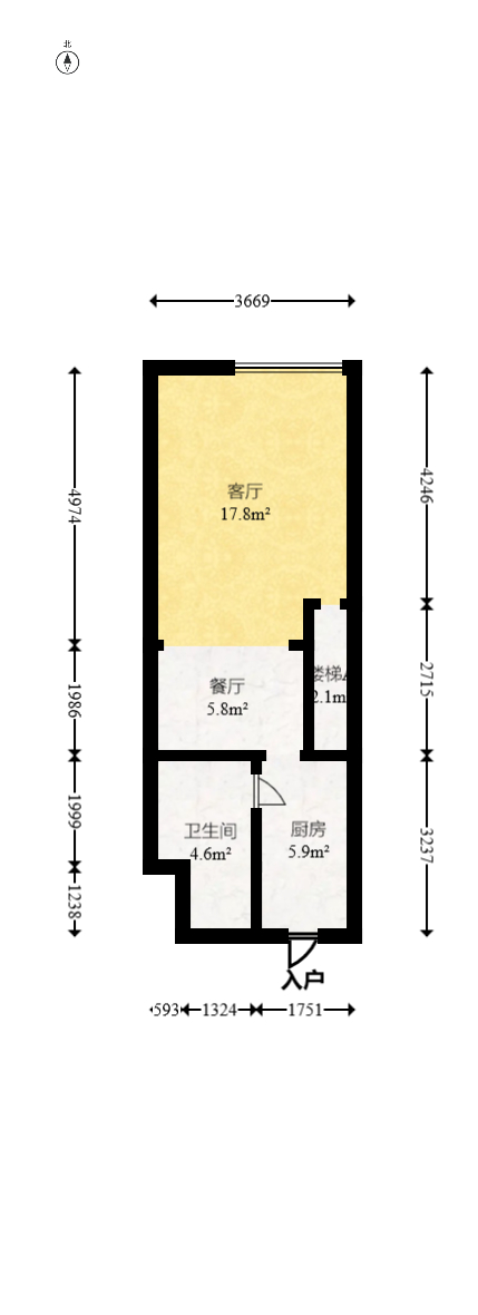 建发央玺（建发泱玺雅苑）  1室1厅1卫   64.80万室内图1