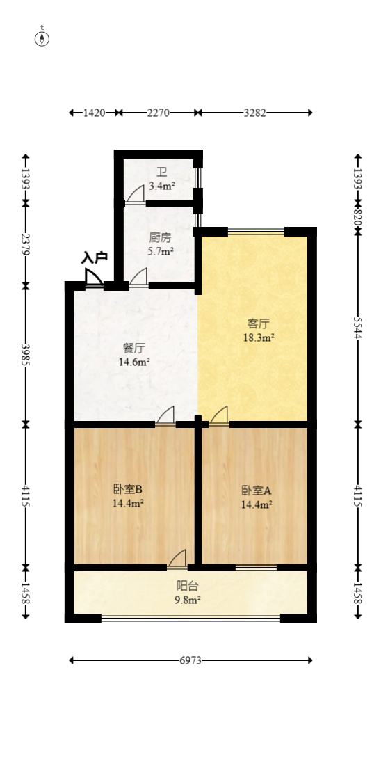 金隆家园（金隆小区）  2室1厅1卫   46.00万室内图1