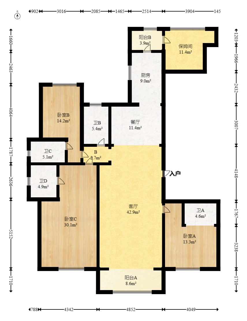 富兴时代御城  4室2厅1卫    318.0万 富兴时代御城  4室2厅1卫    318.0万户型图