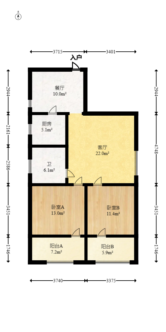 海东青大厦  2室1厅1卫   81.00万室内图1