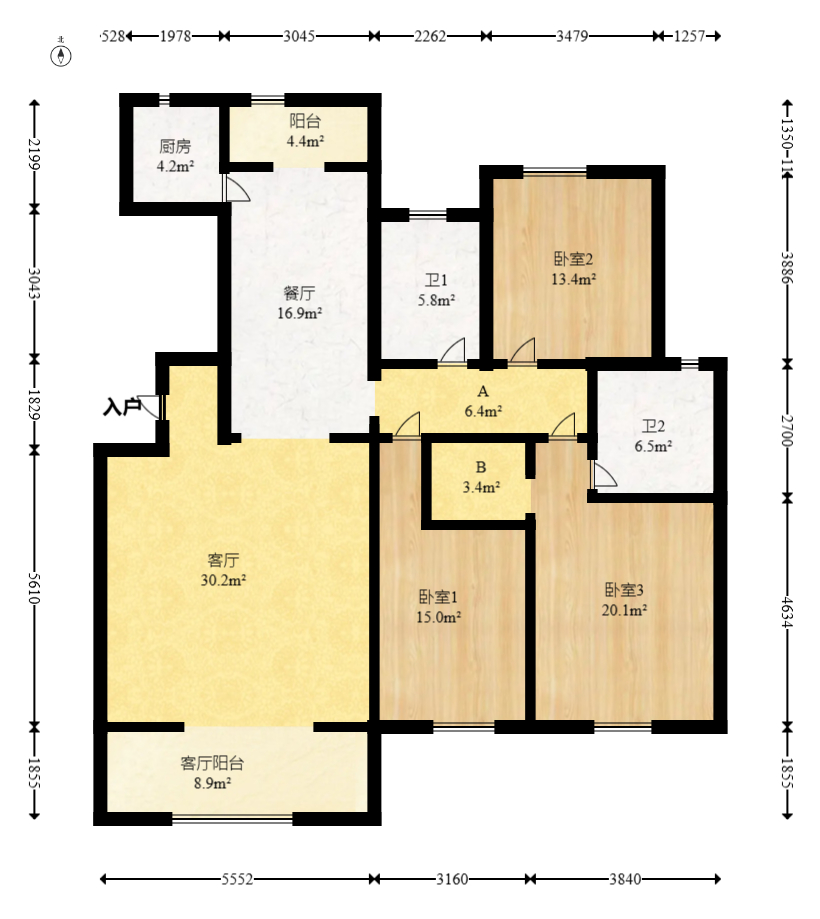博林云栖  4室2厅1卫   184.00万室内图1