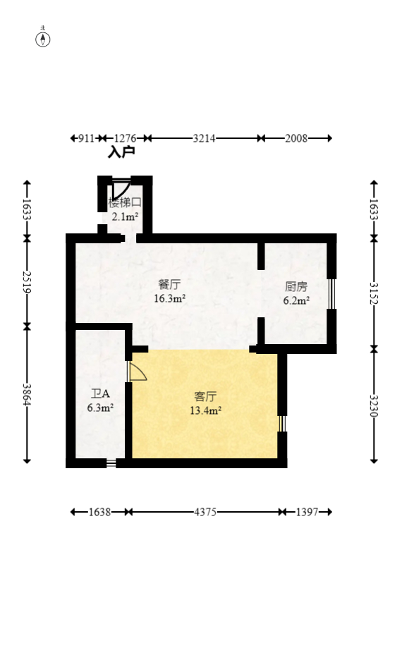 北辰时光里  3室1厅1卫   61.80万室内图1