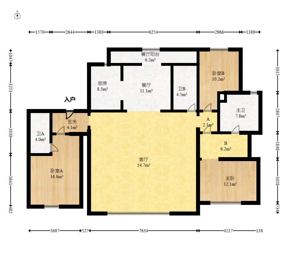 滨江府1913  3室2厅3卫    399.0万室内图1