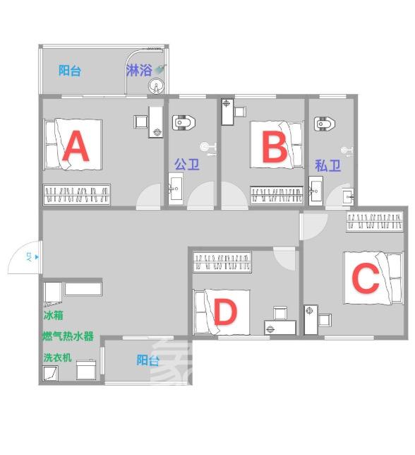 丽水熙园 3室2厅2卫 900.00元/月 丽水熙园 3室2厅2卫 900.00元/月室内图