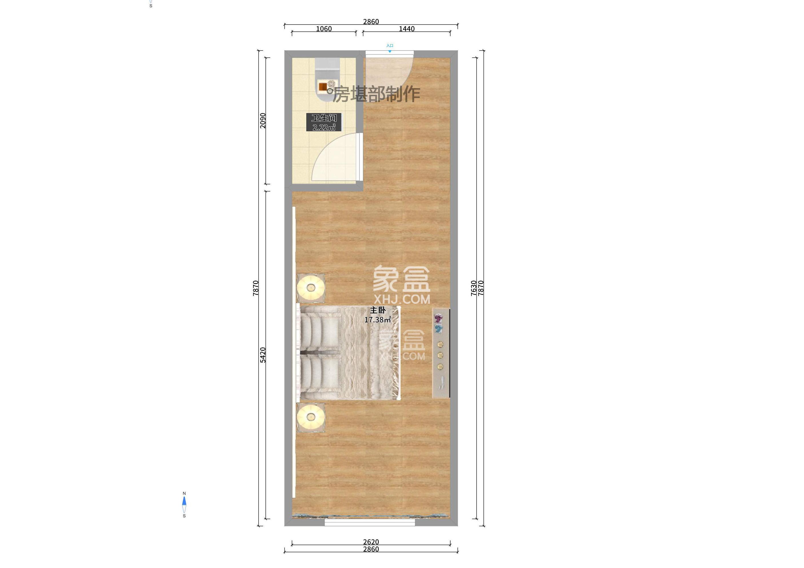 金科时代中心  1室1厅1卫   1200.00元/月室内图1