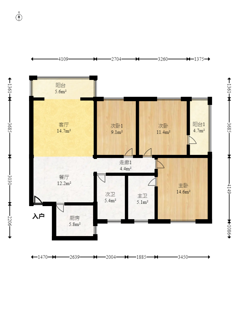 展兴高新花园 4室2厅2卫 240.0万 展兴高新花园 4室2厅2卫 240.0万户型图