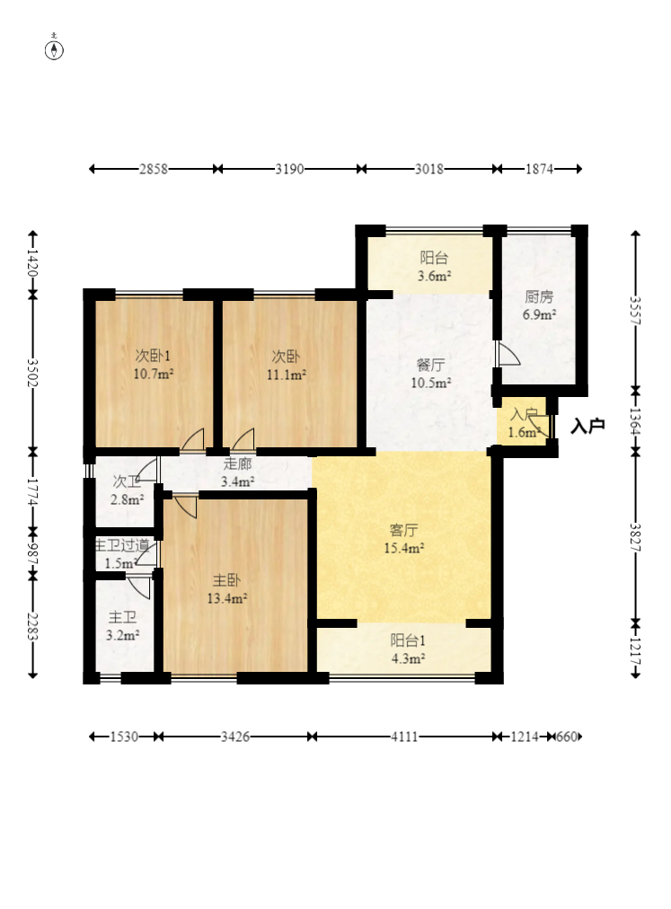 滨江新苑(一期A区) 3室1厅1卫 170.0万 滨江新苑(一期A区) 3室1厅1卫 170.0万户型图