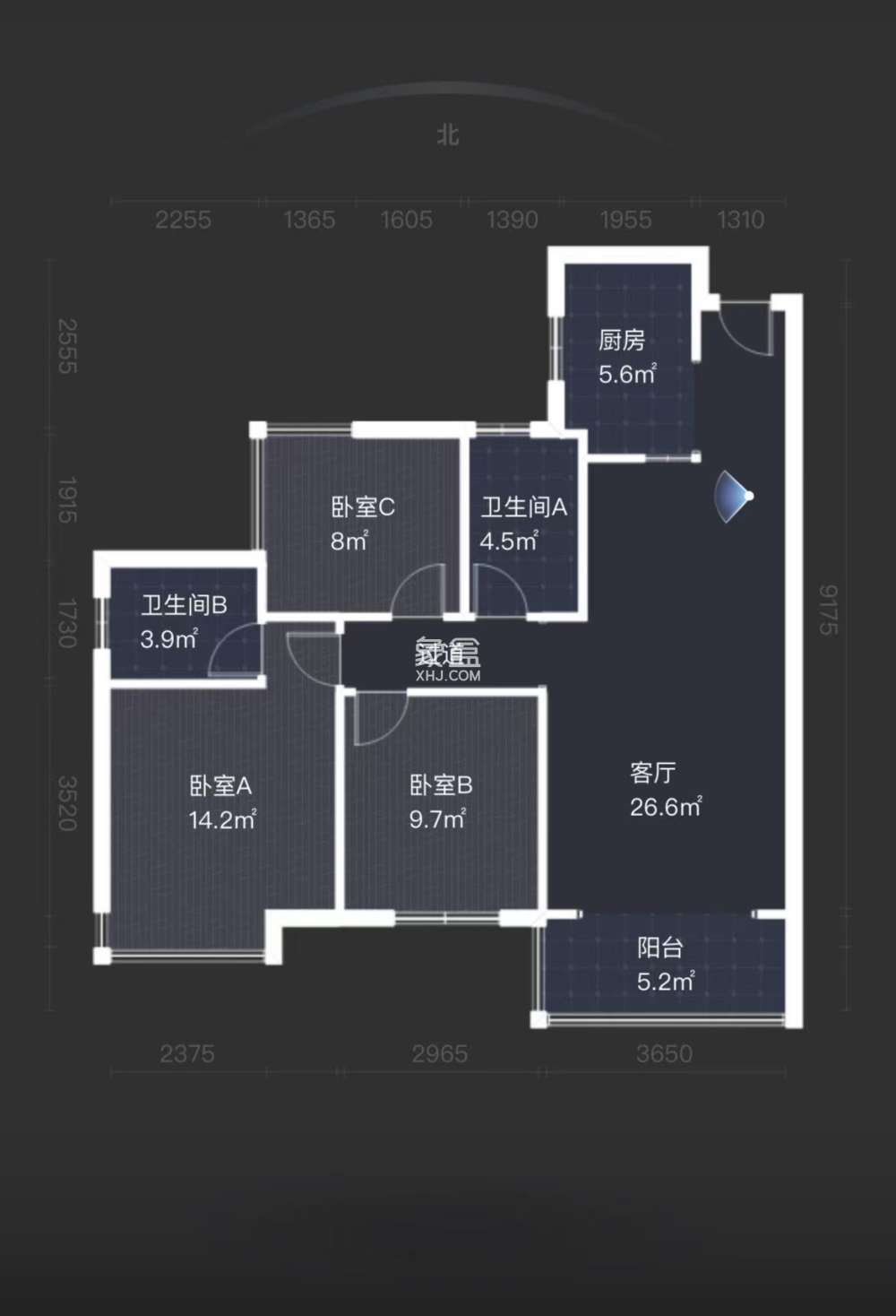 桂花城  3室2厅2卫    44.0万