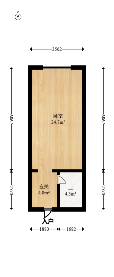 建发养云  1室1厅1卫   57.00万室内图1