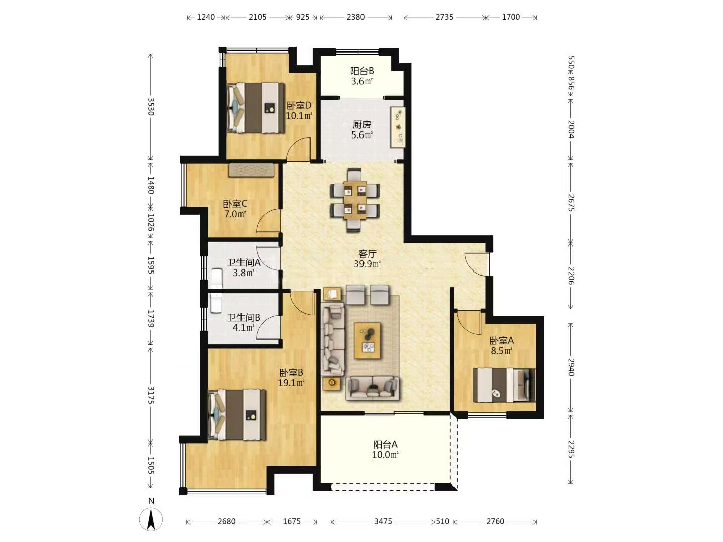 奥园养生城 4室2厅2卫 82.5万 奥园养生城 4室2厅2卫 82.5万室内图