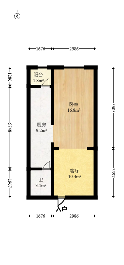 里约荟  1室1厅1卫   48.00万室内图1