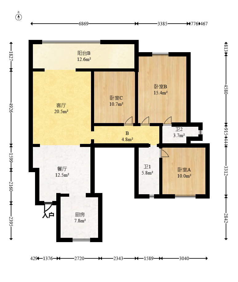 旭辉雨花郡  4室2厅2卫   200.00万室内图1