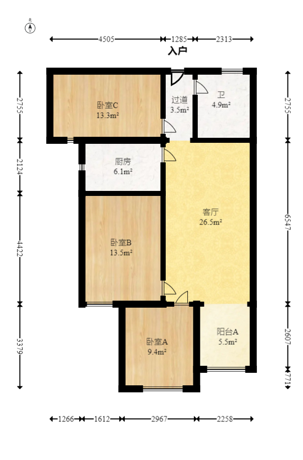 保利城(中航城国际社区、郡原美村)  3室2厅1卫    62.8万 保利城(中航城国际社区、郡原美村)  3室2厅1卫    62.8万户型图