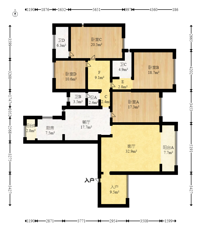 清溪川九号 4室2厅3卫 252.0万 清溪川九号 4室2厅3卫 252.0万户型图