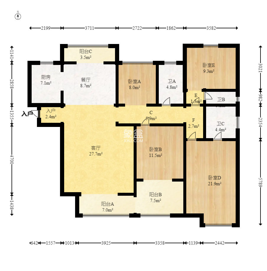五矿万境水岸二期（五矿万境水岸和苑）  4室2厅3卫    195.0万