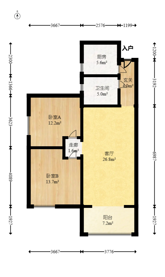 保利花园  2室2厅1卫    85.0万室内图1