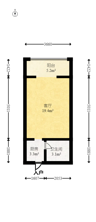 花漾年华（桂花园）  1室1厅1卫   34.00万室内图1