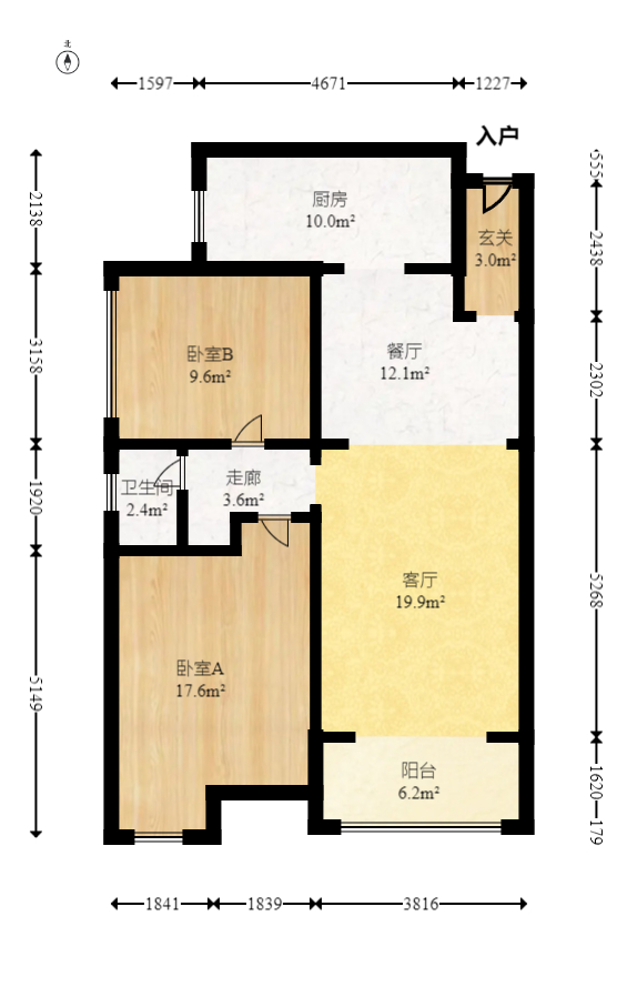 鑫远和城（一、二期）  2室2厅1卫   95.80万室内图1