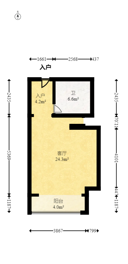 北辰府（北辰三角洲C1区）  2室1厅1卫   82.00万室内图1