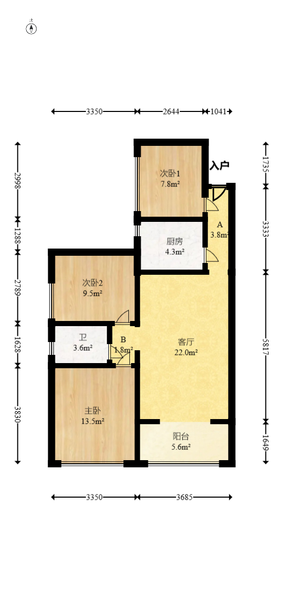国泰九龙湾  3室2厅1卫    75.8万 国泰九龙湾  3室2厅1卫    75.8万户型图