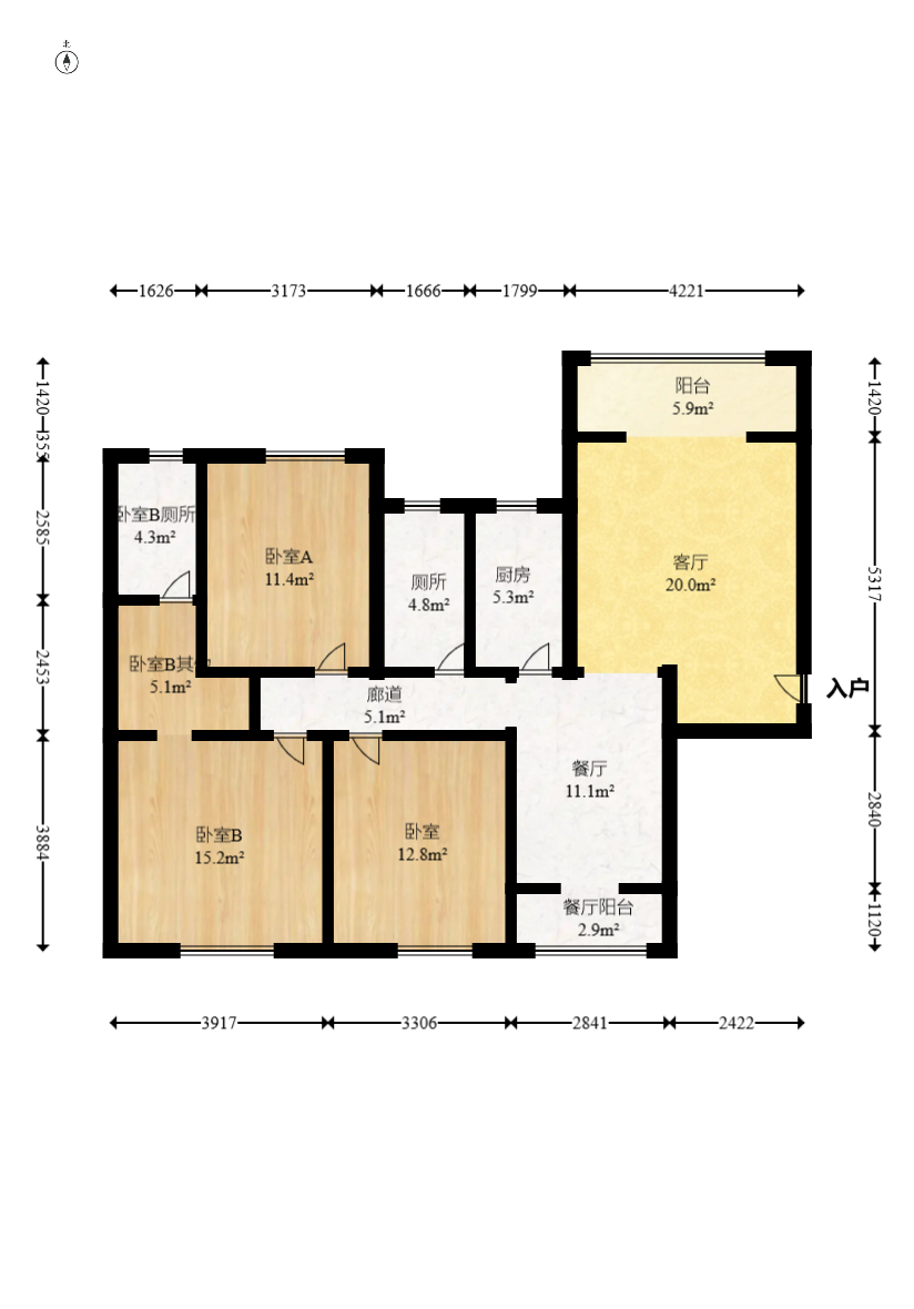 荣升家园(湘江熙岸) 3室2厅2卫 105.0万 荣升家园(湘江熙岸) 3室2厅2卫 105.0万户型图