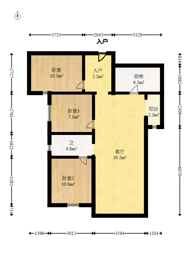 长房云时代  3室2厅1卫    88.8万室内图1
