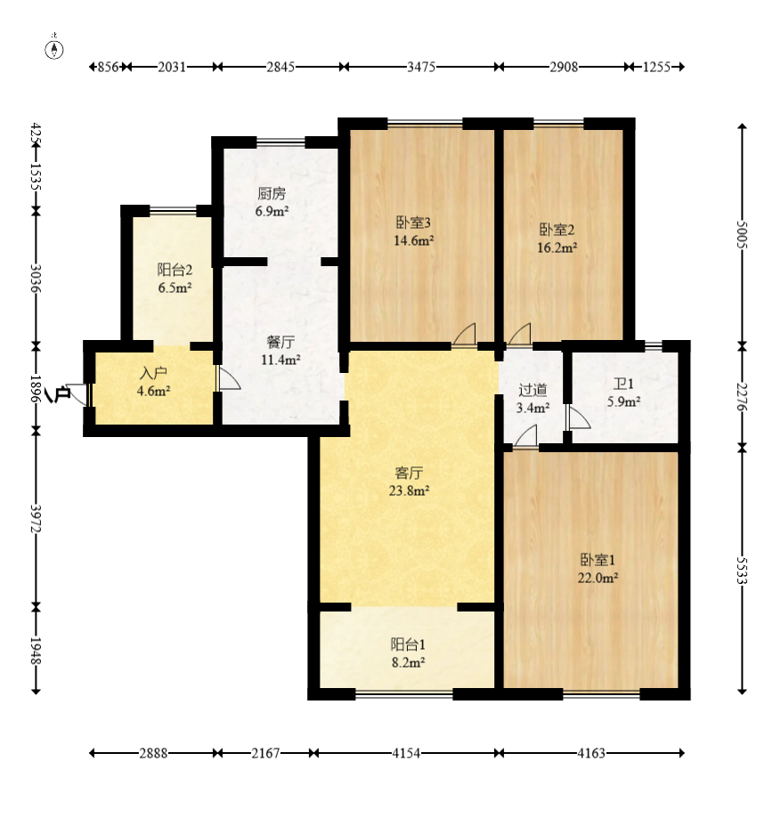新城国际花都 3室2厅1卫 52.0万 新城国际花都 3室2厅1卫 52.0万户型图