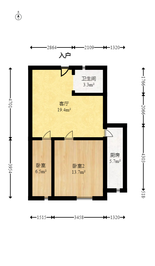 东业早安星城 2室1厅1卫 35.0万 东业早安星城 2室1厅1卫 35.0万户型图